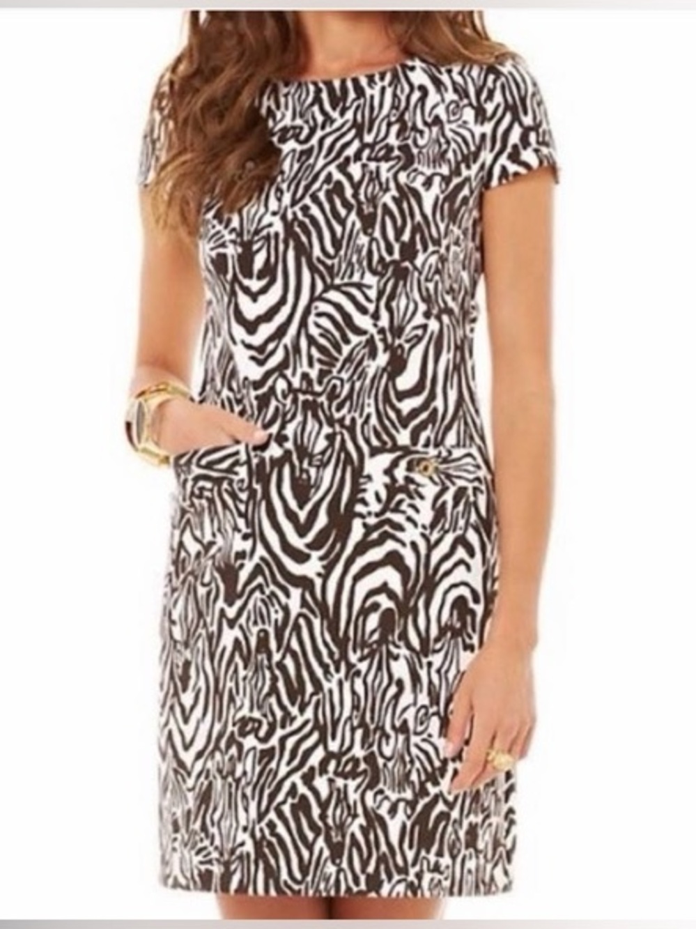 Lilly Pulitzer Layton Shift Dress in Brown Cameo Zebra